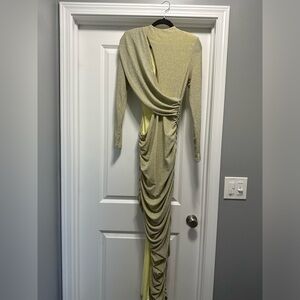 Miss Circle Gold Chiffon Glitter Dress
